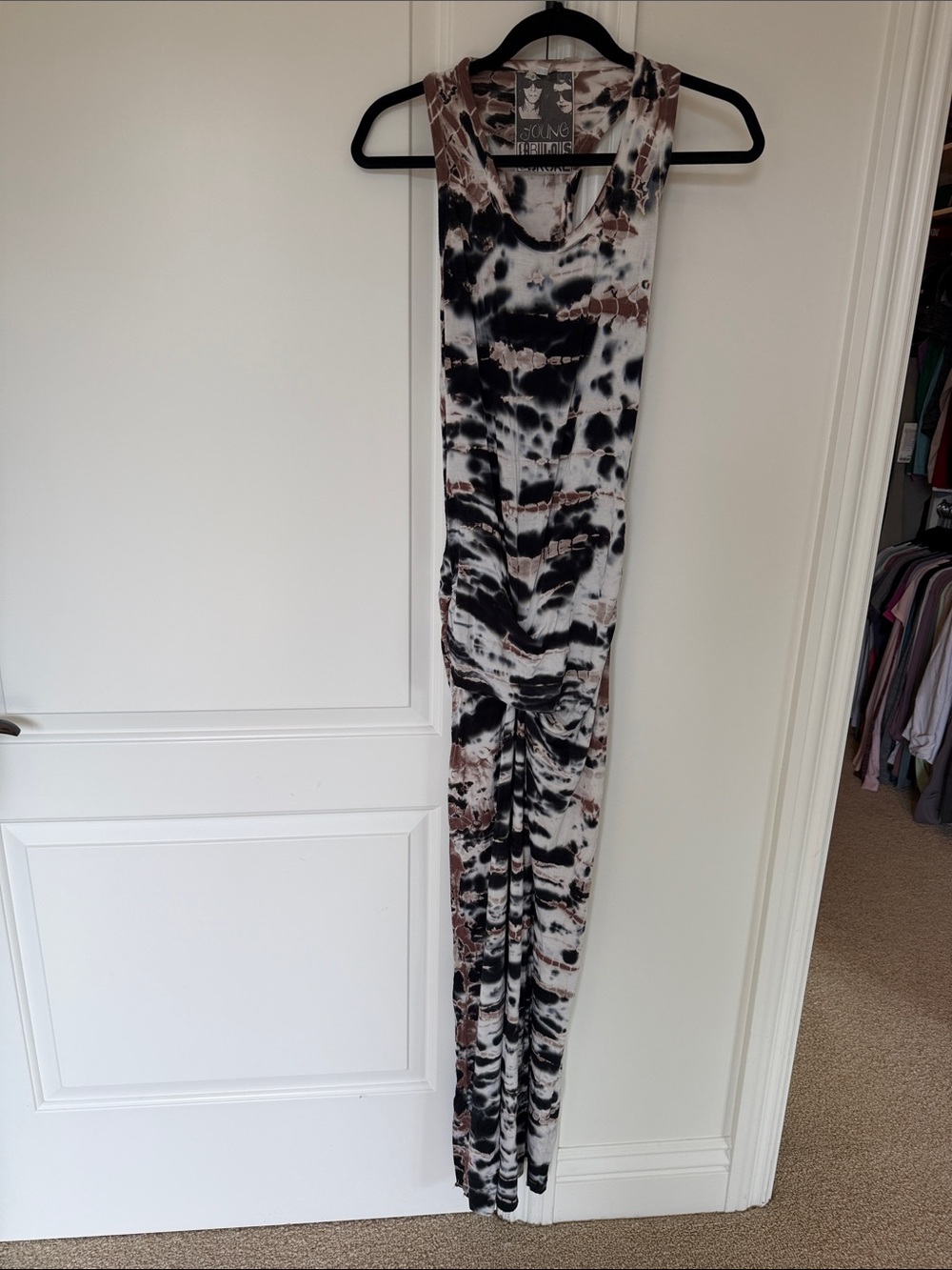 Young Fabulous & Broke Black and Brown Tie-Dye Sleeveless Razorback Maxi